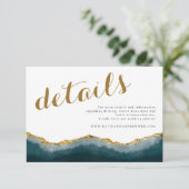 Chic Elegant Turquoise Gold Agate Wedding Detail Informatiekaartje (Staand voorkant)