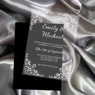 Chic Elegant Typografie Bloemen Huwelijk Acryl Uitnodigingen
