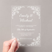 Chic Elegant Typografie Bloemen Huwelijk Acryl Uitnodigingen (Insitu (Draagbaar))