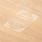 Chic Elegant Typografie Bloemen Huwelijk Acryl Uitnodigingen (Laagn)