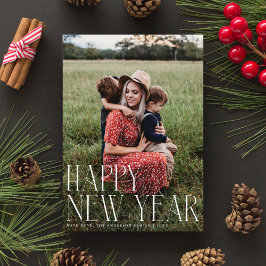 Chic Elegant Typografie Happy New Year One Foto Feestdagenkaart