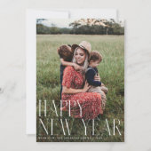 Chic Elegant Typografie Happy New Year One Foto Feestdagenkaart (Voorkant)