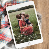 Chic Elegant Typografie Vrolijk Kerstfeest Eén Fot Feestdagenkaart