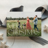 Chic Elegant Typografie Vrolijk Kerstfeest Eén Fot Feestdagenkaart