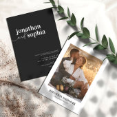 Chic Elegant Typography Black Wedding Kaart