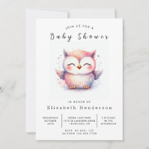 Chic Elegant Uil Baby shower Kaart