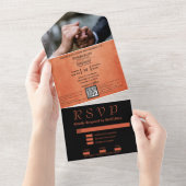 Chic Elegant verbrand Sinaasappel RSVP in één keer All In One Uitnodiging (Afscheurbaar)