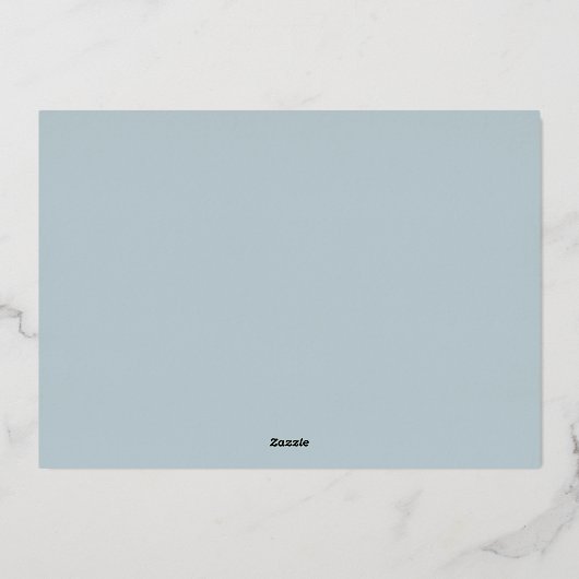 Chic Elegant Vrolijk & Getrouwd Een Foto Dusty Blu Folie Feestdagenkaart (Achterkant)