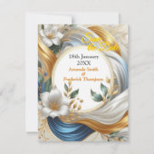 Chic Elegant Wervelt in Goud, Zilver, Blauw, Geel Aankondiging (Voorkant)