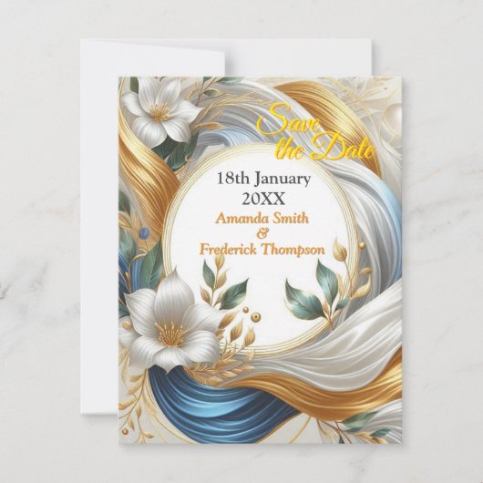 Chic Elegant Wervelt in Goud, Zilver, Blauw, Geel Aankondiging (Voorkant)