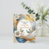 Chic Elegant Wervelt in Goud, Zilver, Blauw, Geel Aankondiging (Staand voorkant)