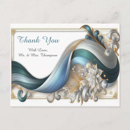 Chic Elegant Wervelt in Goud, Zilver, Blauw, Geel Briefkaart (Voorkant)
