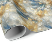 Chic Elegant Wervelt in Goud, Zilver, Blauw, Geel Cadeaupapier (Rol Hoek)