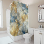 Chic Elegant Wervelt in Goud, Zilver, Blauw, Geel Douchegordijn (In situ)