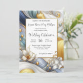 Chic Elegant Wervelt in Goud, Zilver, Blauw, Geel Kaart (Staand voorkant)