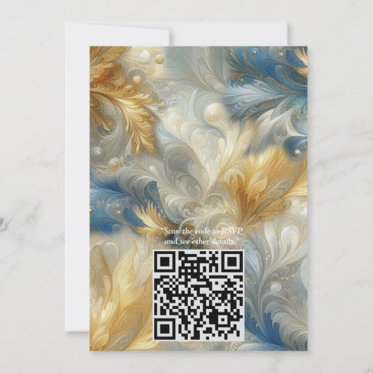Chic Elegant Wervelt in Goud, Zilver, Blauw, Geel Kaart (Achterkant)