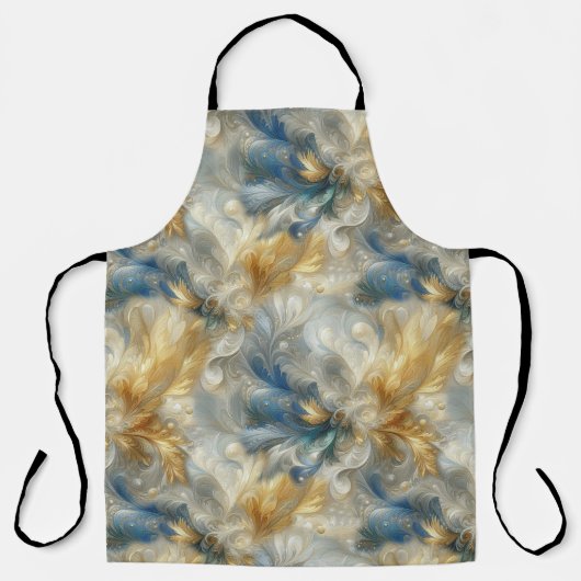 Chic Elegant Wervelt in Goud, Zilver, Blauw, Geel Schort (Voorkant)