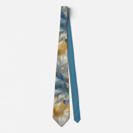 Chic Elegant Wervelt in Goud, Zilver, Blauw, Geel Stropdas (Voorkant)