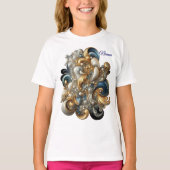 Chic Elegant Wervelt in Goud, Zilver, Blauw, Geel T-shirt (Voorkant)
