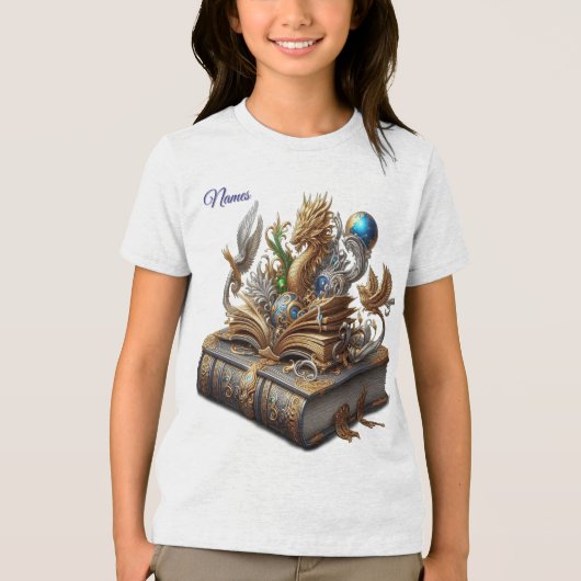 Chic Elegant Wervelt in Goud, Zilver, Blauw, Geel Tri-Blend Shirt (Voorkant)