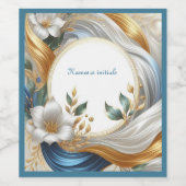 Chic Elegant Wervelt in Goud, Zilver, Blauw, Geel Wijn Etiket (Enkel label)