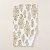 Chic Elegant White en Gold Fern Leaf Pattern Bad Handdoek (Handdoek)