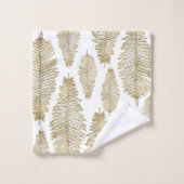 Chic Elegant White en Gold Fern Leaf Pattern Bad Handdoek (Wasdoekje)