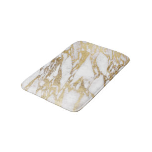Chic Elegant White en Gold Marble Pattern Badmat