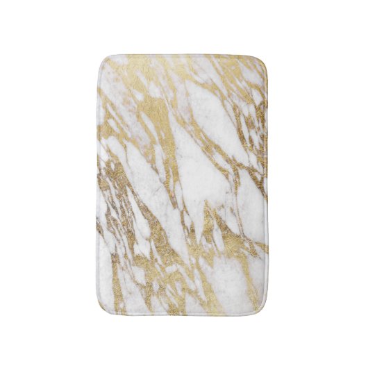 Chic Elegant White en Gold Marble Pattern Badmat (Voorkant Verticaal)