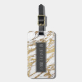 Chic Elegant White en Gold Marble Pattern Bagagelabel (Voorkant verticaal)