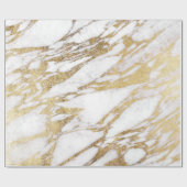 Chic Elegant White en Gold Marble Pattern Cadeaupapier (Vlak)