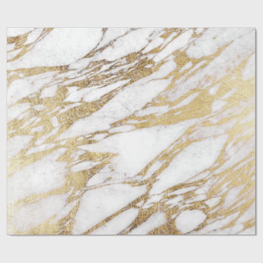 Chic Elegant White en Gold Marble Pattern Cadeaupapier (Vlak)
