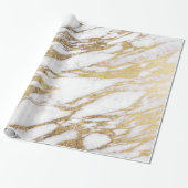 Chic Elegant White en Gold Marble Pattern Cadeaupapier (Uitgerold)