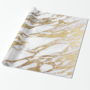 Chic Elegant White en Gold Marble Pattern Cadeaupapier