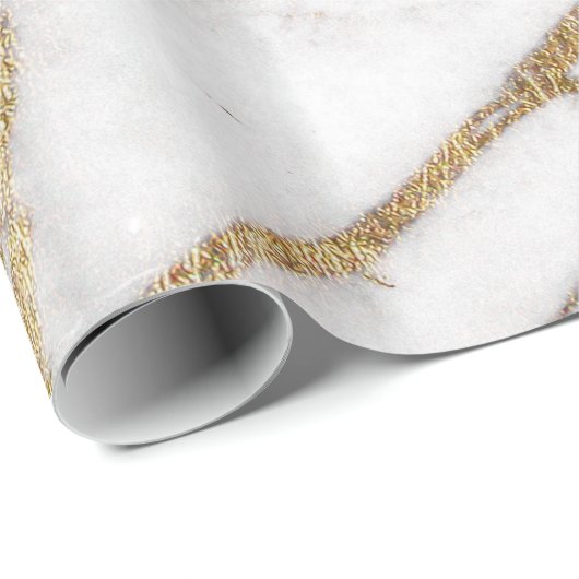 Chic Elegant White en Gold Marble Pattern Cadeaupapier (Rol Hoek)