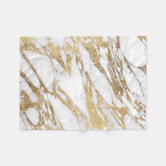 Chic Elegant White en Gold Marble Pattern Fleece Deken (Voorkant (Horizontaal))