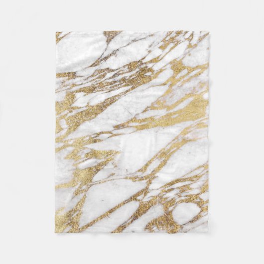 Chic Elegant White en Gold Marble Pattern Fleece Deken (Voorkant)