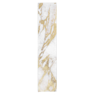 Chic Elegant White en Gold Marble Pattern Korte Tafelloper