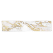 Chic Elegant White en Gold Marble Pattern Korte Tafelloper (Horizontaal)