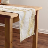 Chic Elegant White en Gold Marble Pattern Korte Tafelloper (Voorbeeld)