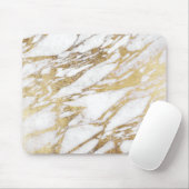 Chic Elegant White en Gold Marble Pattern Muismat (Met muis)