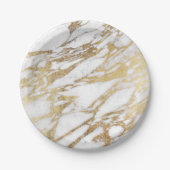 Chic Elegant White en Gold Marble Pattern Papieren Bordje (Voorkant)