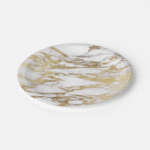 Chic Elegant White en Gold Marble Pattern Papieren Bordje (Gekanteld)