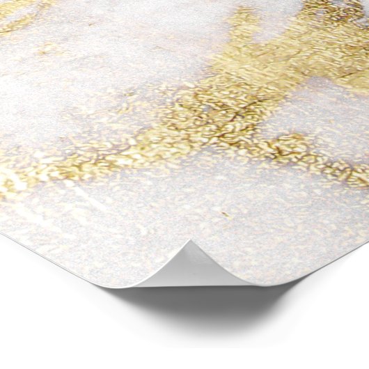 Chic Elegant White en Gold Marble Pattern Poster (Hoek)