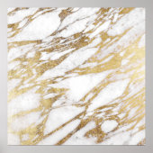 Chic Elegant White en Gold Marble Pattern Poster (Voorkant)