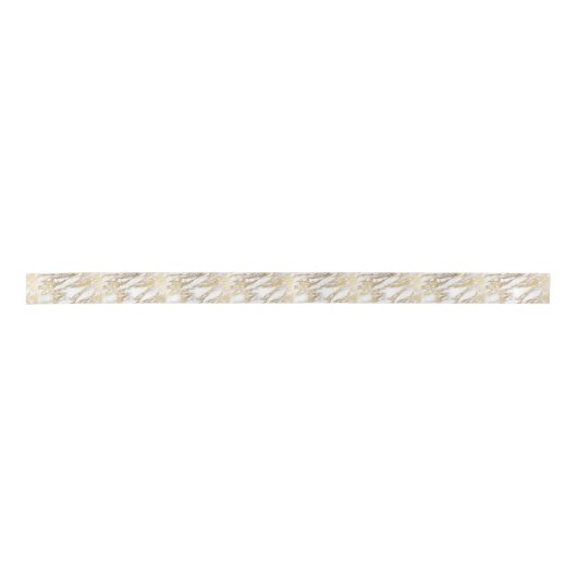 Chic Elegant White en Gold Marble Pattern Satijnen Lint (Voorkant)