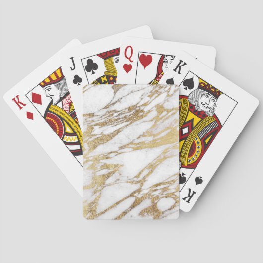 Chic Elegant White en Gold Marble Pattern Speelkaarten (Achterkant)