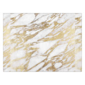 Chic Elegant White en Gold Marble Pattern Tafelkleed (Voorkant (Horizontaal))