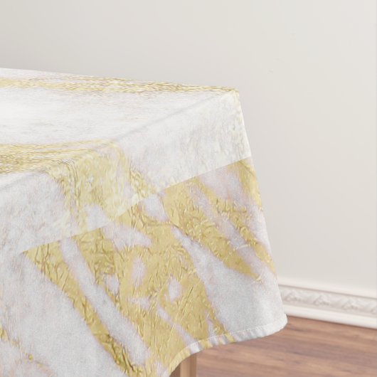Chic Elegant White en Gold Marble Pattern Tafelkleed (Voorbeeld)