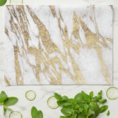 Chic Elegant White en Gold Marble Pattern Theedoek (Gevouwen)